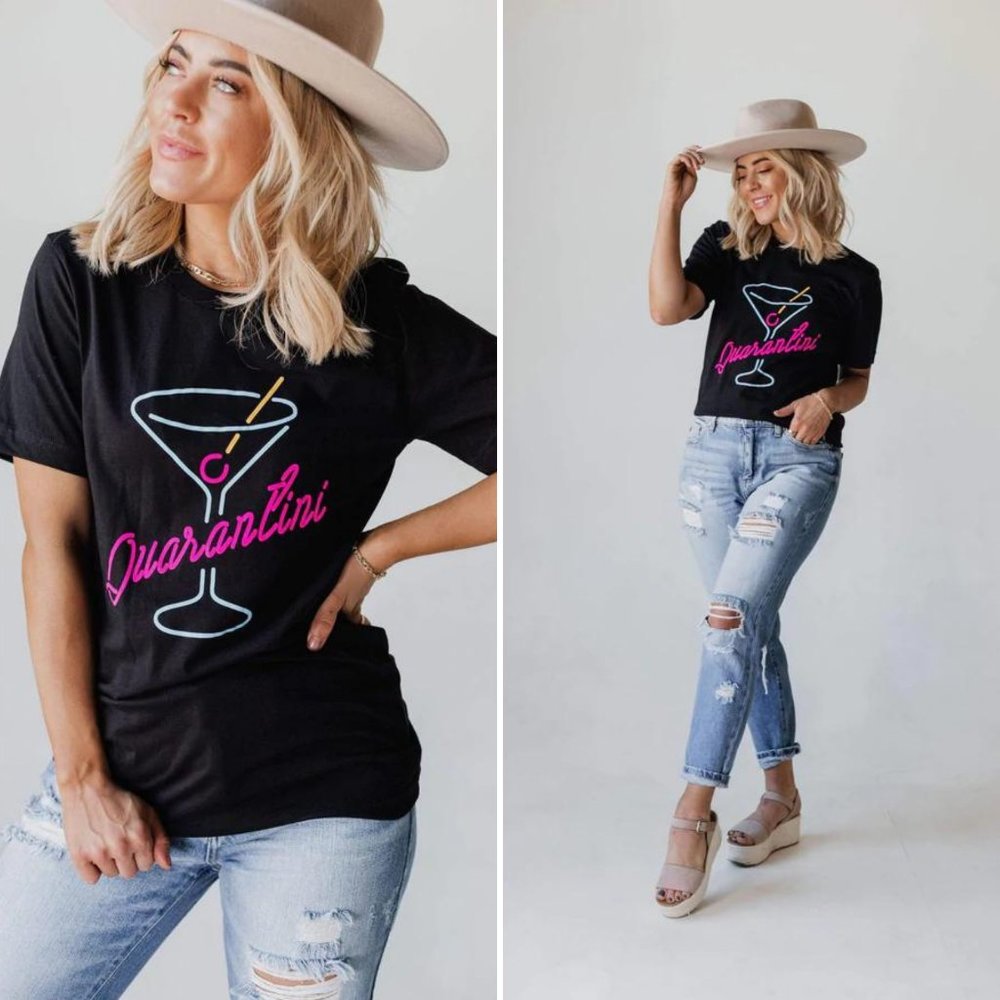 Bella + Canvas Quarantini Graphic T-Shirt Black